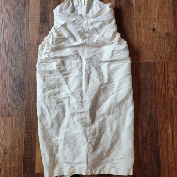 Zara White Linen Open Back Side Cut Outs Button Down Midi Dress - Picture 7 of 11